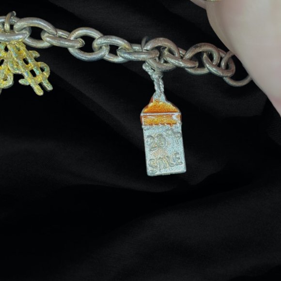 CHARM BRACELET -- "Born to Shop," Gold-Toned, Shopping Related Charms - Picture 5 of 5